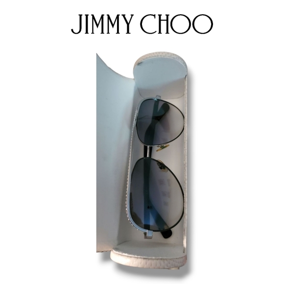 Jimmy Choo LINA/S Silver Black Crystal Jeweled Aviator Gradient Sunglasses main image 13